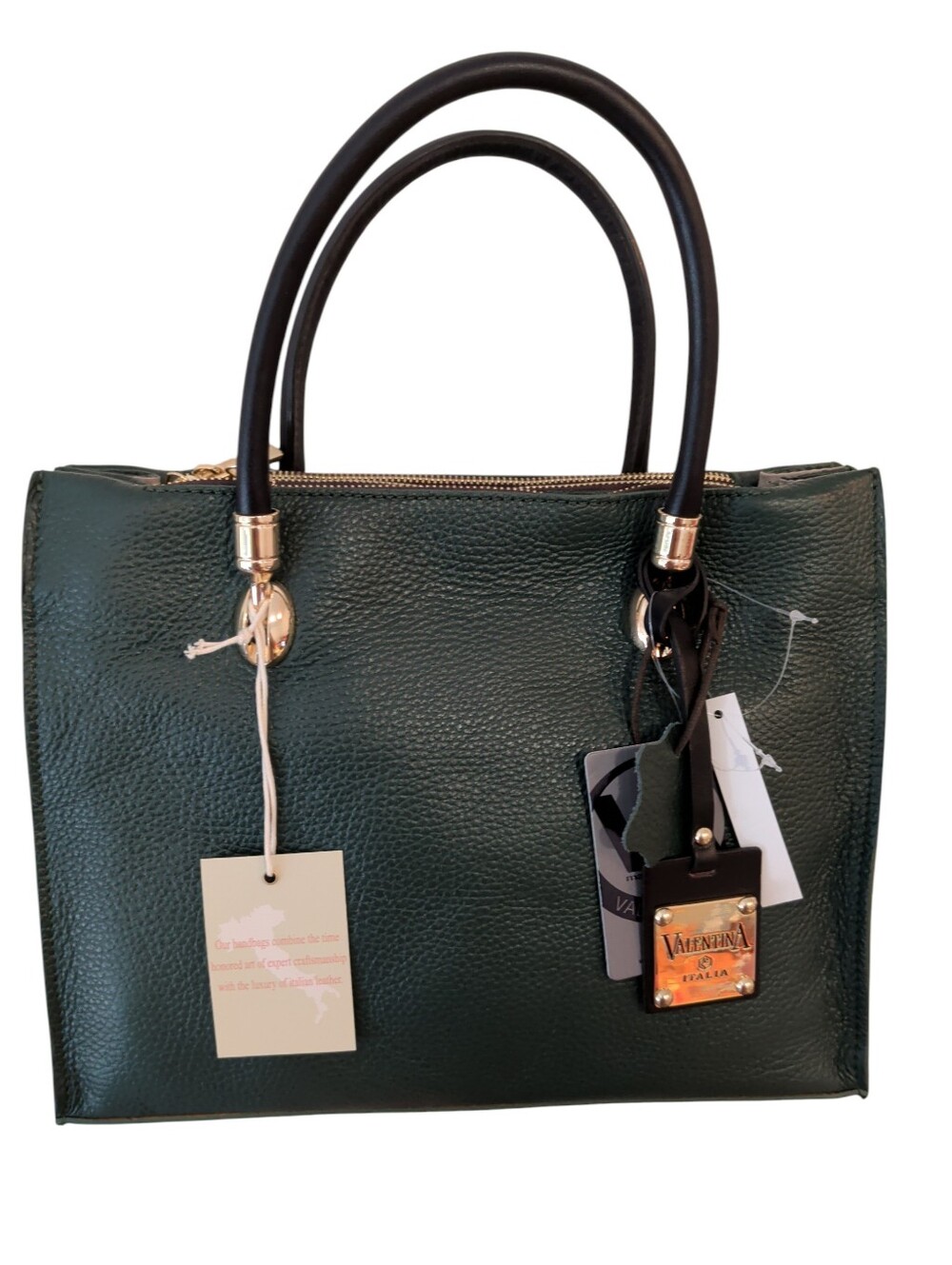 NWT Valentina Italy leather Emerald Green Satchel Crossbody